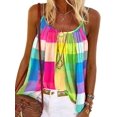thumbnail image 1 of Camiseta sin mangas de moda con estampado de colores del arcoíris para mujerMulticolorMedium, 1 of 5
