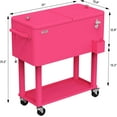 thumbnail image 6 of PEXMOR 80 Quart Rolling Ice Chest Cooler Cart, Portable Outdoor Drink Beverage Bar with Shelf & Bottle Opener, 6 of 13