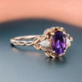 thumbnail image 4 of Oval Cut ring Vintage gold plated Amethyst Leaf engagement ring Sterling Silver ring Birth ring Nature inspired Twig ring Gift for her, 4 of 8