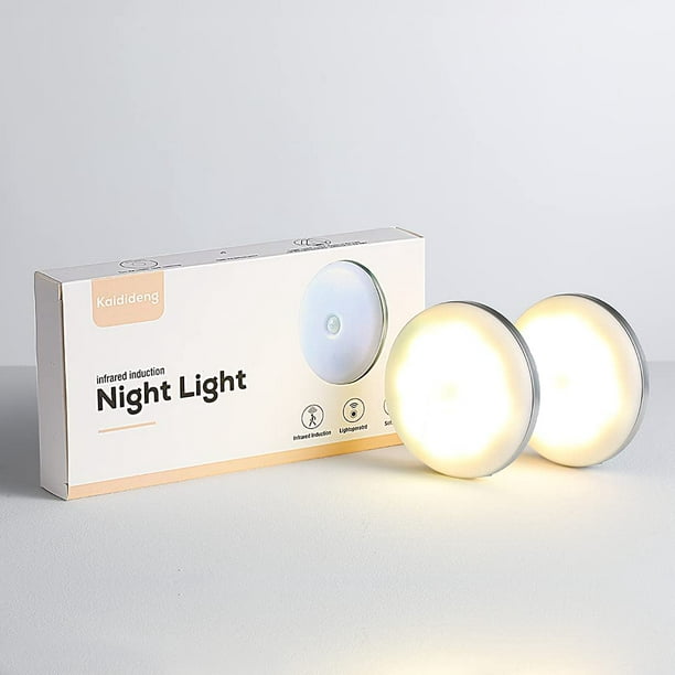 Veilleuse LED Pile [Lot de 2], Veilleuse Automatique avec Détecteur de  Mouvement, Blanc Chaud Lampe Detecteur