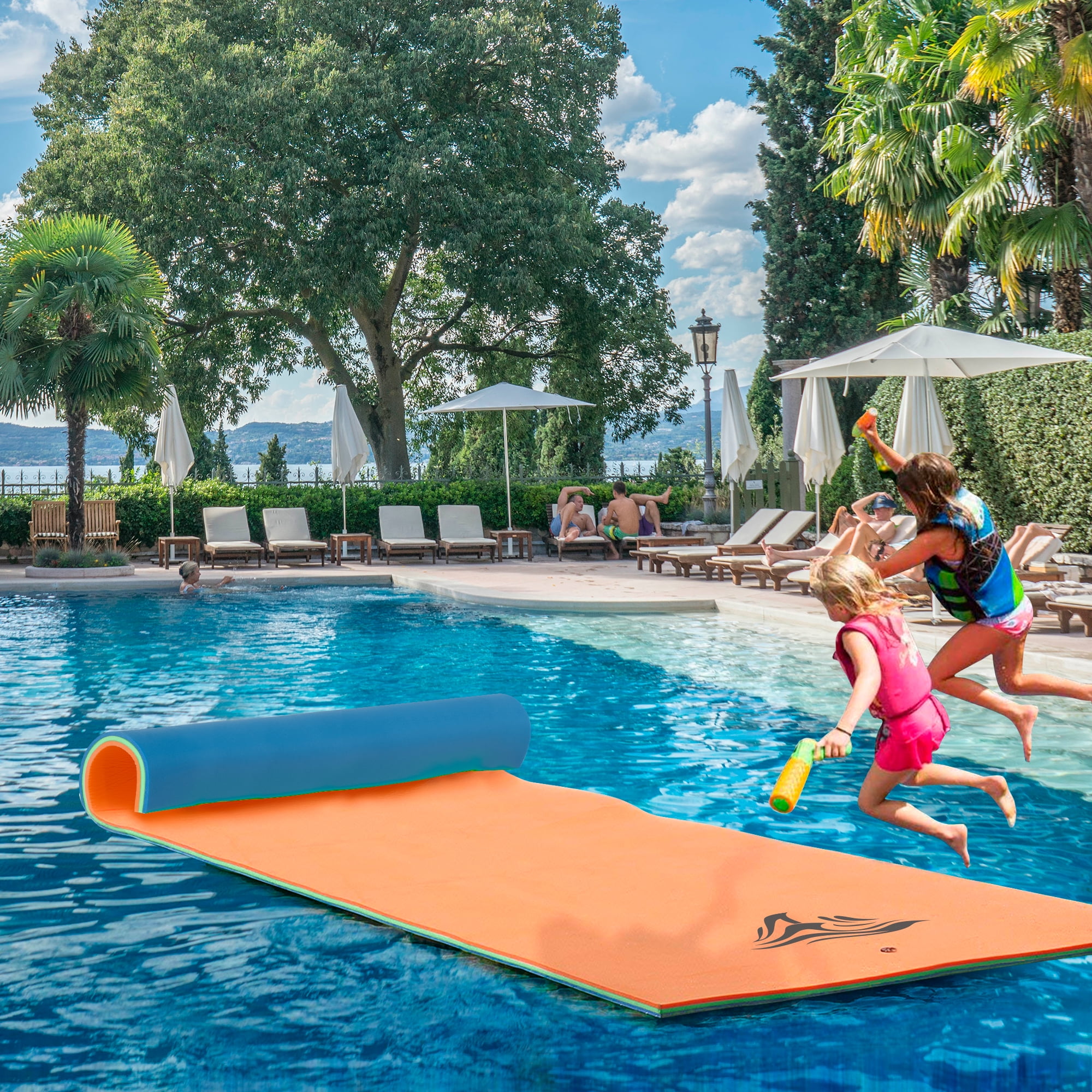 CIPACHO 3-Layer XPE Floating Water Mat with Storage Straps, 15' x 6', Orange CIPACHO 3-Layer XPE Floating Water Mat with Storage Straps, 15' x 6', Orange