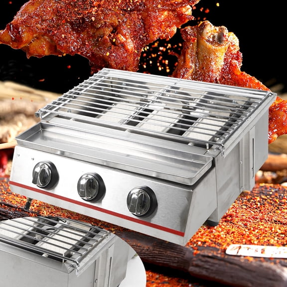 3-Burner LPG Gas Grill – Smokeless Outdoor BBQ Cooker for Camping