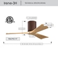 thumbnail image 6 of Matthews Fan Company IR3H-WN-LM-42 Irene 42" Walnut Hugger Ceiling Fan with 3 Light Maple Blades, Remote and Wall Control, Indoor/Outdoor Damp Rated, 6 of 6