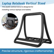 Adjustable Vertical Laptop Stand, Black Notebook & Tablet Holder Storage Rack