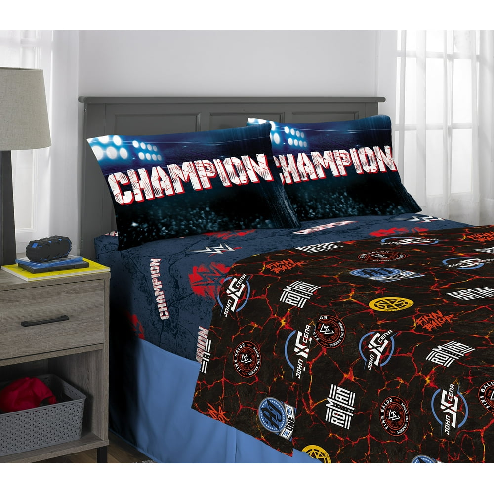 WWE Super Stars Sheet Set, Kids Bedding, 4Piece Full Size Walmart