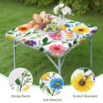 thumbnail image 4 of Pioneer Flower Floral Print Pattern Square Fitted Tablecloth with Elastic Edge,Square Table Cover,Washable Elastic Table Cover for Home Kitchen Party Decor 34"x34", 4 of 6