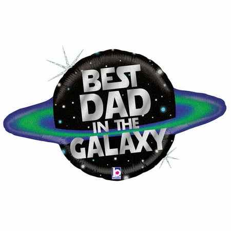 PaperGeenius 31" Best Dad in the Galaxy Holographic Foil Balloon