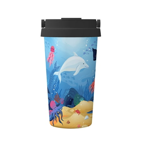

Women s Handheld Coffee Mug Ocean Animals Sea Fish Underwater Insulated Tumbler Cup With Leakproof Lid 17oz for Hot and Cold Water Coffee and Tea In Travel and Car