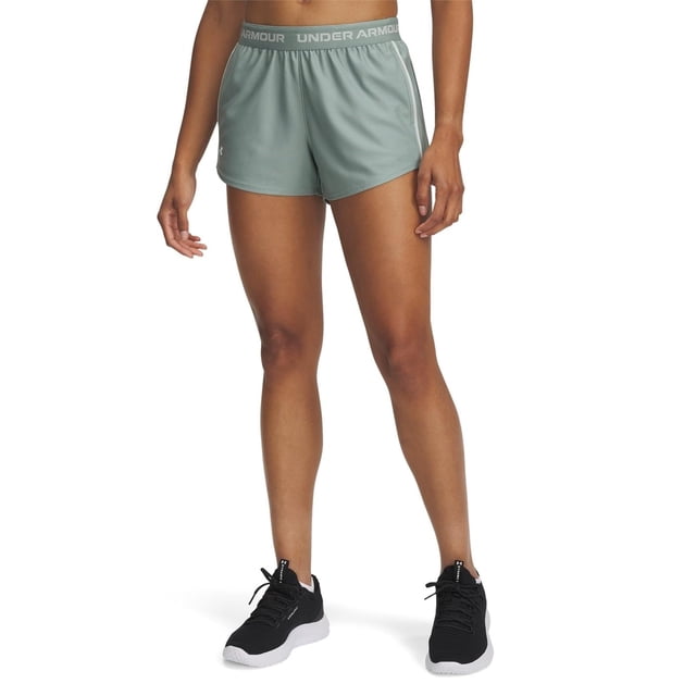 Pantalones cortos deportivos Under Armour Tech Play Up para mujer, color verde sílice
