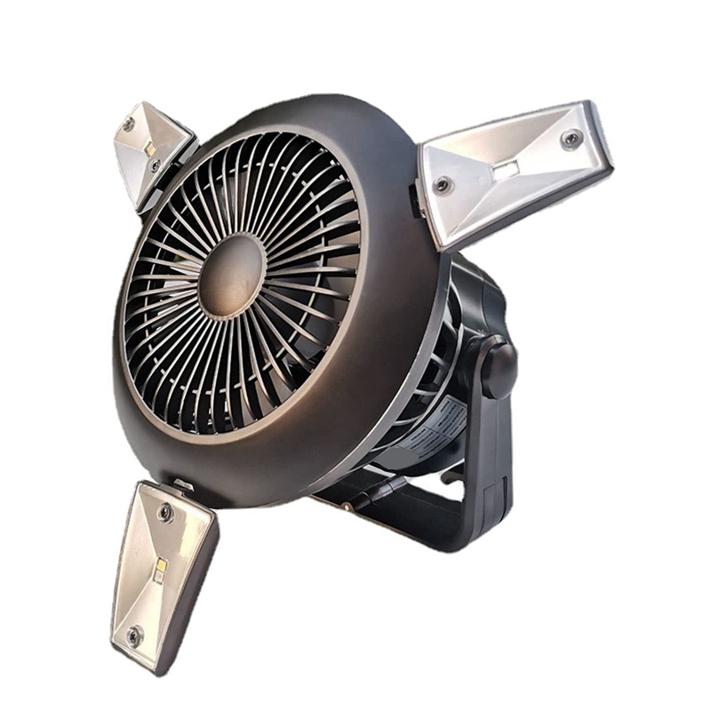 Camping Fan Solar Tent Fan USB Rechargeable Battery Operated Fan with LED Lamp Travel Indoors