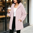thumbnail image 6 of BXJX Womens Fleece Hooded Jackets, Full Zip Warm Long Sleeve Mid-length Fall Winter Outerwear Pink Size L, 6 of 9