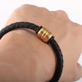 thumbnail image 3 of Hermah 6mm Mens Leather Bracelet Bead Charm Braided Rope Chain, 3 of 5