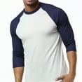 thumbnail image 5 of Men's 3/4 Sleeve Crew Neck Baseball Shirt, Casual Dynamic Cotton Raglan T Shirts, Navy/White XL, 1 Pack, 5 of 7