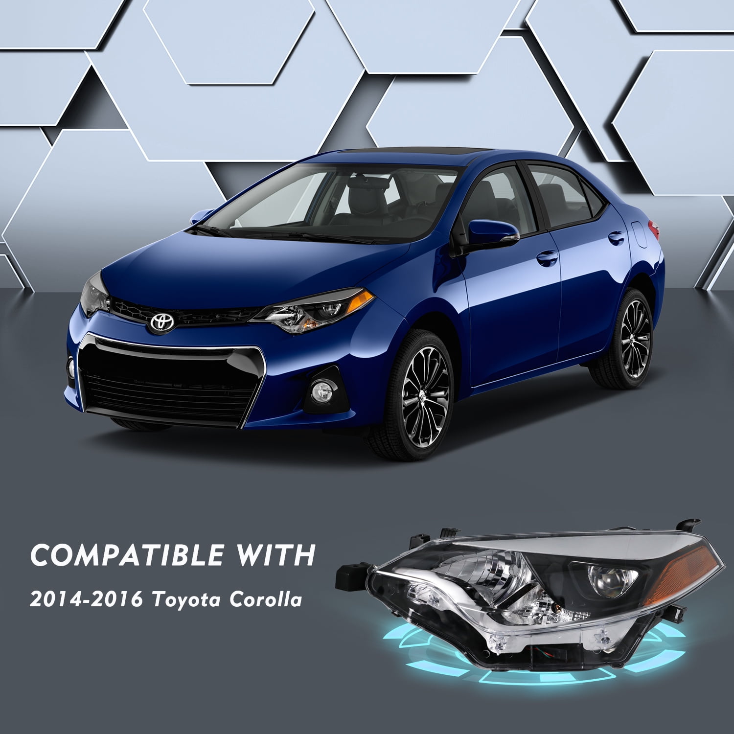 For 2014 2015 2016 Toyota Corolla Sedan 4Dr Left Side Headlights Headlamp