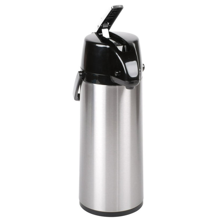 Acopa 2.5 Liter Stainless Steel Lined Matte Black Airpot with Push