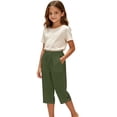 thumbnail image 3 of Liyamei Girls Beach Casual Pants with Solid Color Capri Style for Summer Comfort Size 5-14 Years, 3 of 7