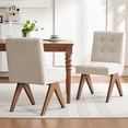 thumbnail image 4 of Kidol & Shellder Modern Upholstered Dining Chairs Set of 2 Tufted Armless Kitchen Chairs with Linen Fabric & Wooden Legs,Beige, 4 of 9