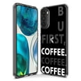 thumbnail image 3 of MUNDAZE LG K51 Shockproof Clear Hybrid Protective Phone Case Black Clear Funny Text Quote But First Coffee Cover, 3 of 6