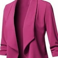 thumbnail image 6 of Meichang Plus Size Blazer Fashion Dressy Solid Pleated Long Sleeve Suit Slim Open Front Lapel Cardigan Jacket Work Office Jacket, 6 of 6