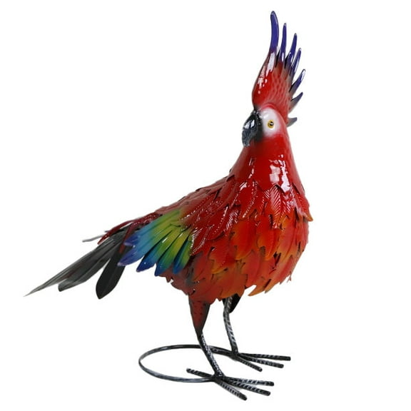 Outdoor Rooster Garden Statue Decoration 17" Tall in Red and Blue