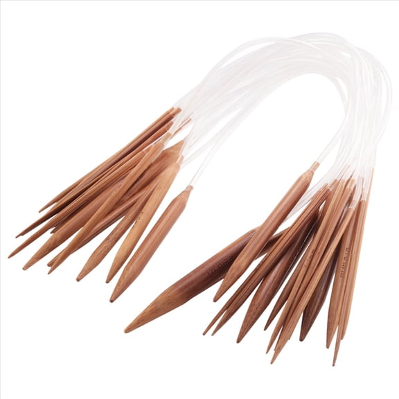 Qilidiba 18 Pairs 16" (40cm) Circular Carbonized Bamboo Knitting Kits Needles Set (2.0mm - 10.0mm)
