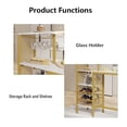 thumbnail image 6 of VECELO 3-piece Counter Height Dining Sets, Metal Pub Set with Faux Marble Top, Wine Rack & Glass Holder, Gold, 6 of 8