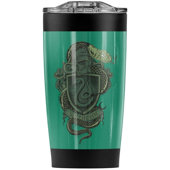 Harry Potter Slytherin Snake Crest Stainless Steel Tumbler 20 oz Coffee Travel Mug/Cup, Vacuum Insulated & Double Wall with Leakproof Sliding Lid | Great for Hot Drinks and Cold Beverages