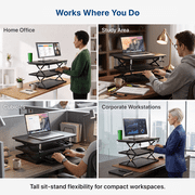Tall Standing Desk Converter with Vertical Lift, Adjustable Keyboard Tray, 20 x 28 in, Black