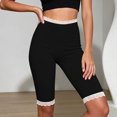 thumbnail image 5 of Stamzod Leggings for Women Tummy Control Lace Patchwork Slim Fit Yoga Pants Women Knee Length High Waisted Leggings Black S, 5 of 6