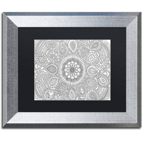 Trademark Fine Art "Paisley Mandala" Canvas Art by Hello Angel, Black Matte, Silver Frame