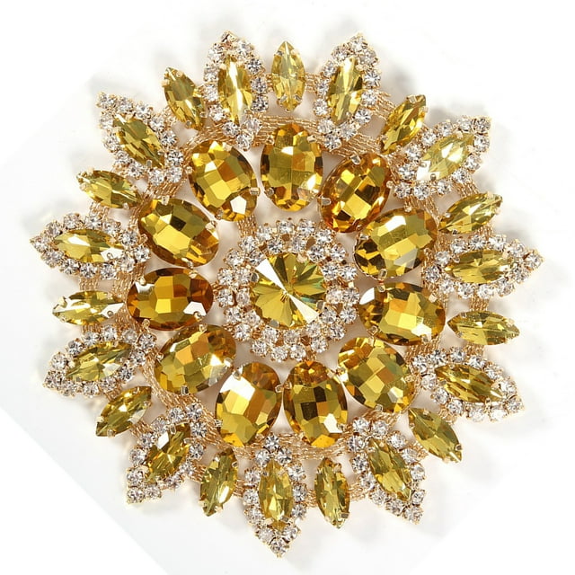 Not Easy To Change Color No Oxidation Fashion Rhinestone Flower Brooches Pins, Glass Rhinestones Decoration, For DIY Clothes Shoe Bag