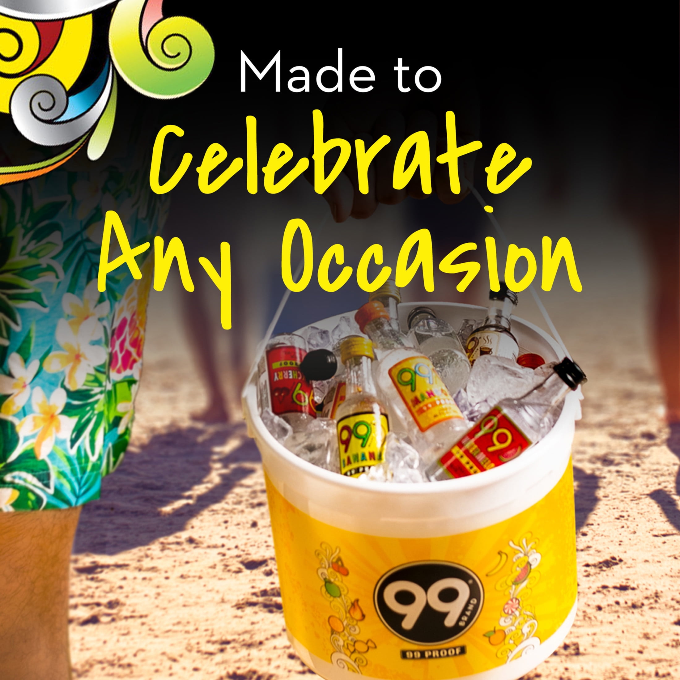 99 Brand Liqueur Party Bucket, 50ml Liquor, 20 Count, 49.5% Alcohol