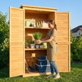 thumbnail image 2 of 63.2" Outdoor Storage Cabinet with Lockable Double Doors, Waterproof Fir Wood, Natural, 2 of 12