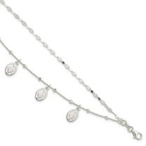 Finest Gold Sterling Silver Double Miraculous Medal with 1 in. Extension Bracelet