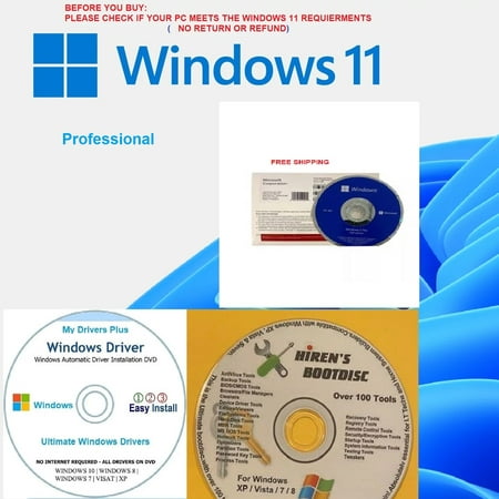 (3 in 1..)...WINDOW 11 PRO 64 BIT(DVD & PRODUCT KEY) NEW & SEALED PACKAGE ,DRIVERS WINDOWS CD &BOOT DOSK HIREN'S(AUTHENTIC,AUTHORIZED SELLER)