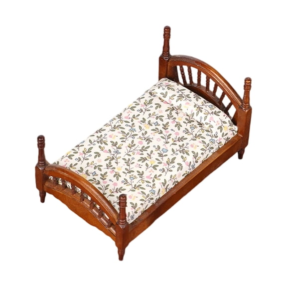 Zeiwohndc Accuracy Constructed 1 12 Oaken Model House Bed Old Blossomy Twin Size Furniture