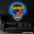 thumbnail image 3 of Craftnamesign Gamer Skull Head Neon Sign for Game Room Men Cave Wall Art, 3 of 5