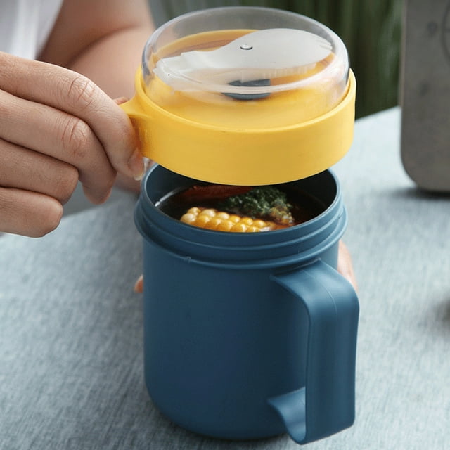 Insulated Soup Cup Soup Containers Thermal Insulated Food Jar 500ML Soup Cup Portable Steady Plastic Insulated Soup Containers With Lid And Spoon For Office School