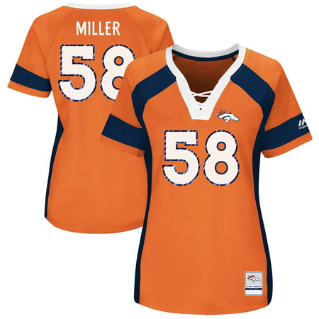 Von Miller Denver Broncos Majestic Women's Draft Him Name & Number Fashion V-Neck T-Shirt -