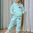 thumbnail image 6 of LRen Kids Sweatsuit Girls Valentines Bowknot Print Crew Neck Long Sleeve Active Hoodie Pullover Top and Long Sweatpants Set Lightweight Fall Kids 2pcs Outfits, 6 of 7