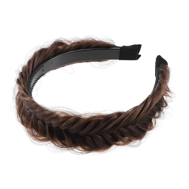 1 pieza de 1.65 pulgadas de ancho, cabello sintético, diadema trenzada, aro para el cabello para mujeres y niñas, marrón claro