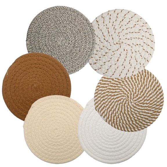 Heat Resistant Coffee Tone, Trivets for Hot Dishes, 6 Pieces 7" Farmhouse Decor Hot Pads for Kitchen Countertops Table Pots Pans