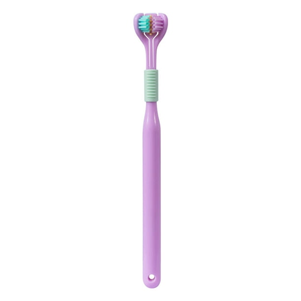 Cepillos de dientes manuales, extra suaves, de tres lados, suaves, con recubrimiento lingual para adultos, cepillo de dientes de tres cabezas tipo macarrón.