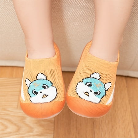 

TOWED22 Toddler Girl Sneaker Infant Boys Girls Animal Prints Cartoon Socks Shoes Toddler The Floor Socks Non Slip Prewalker Orange