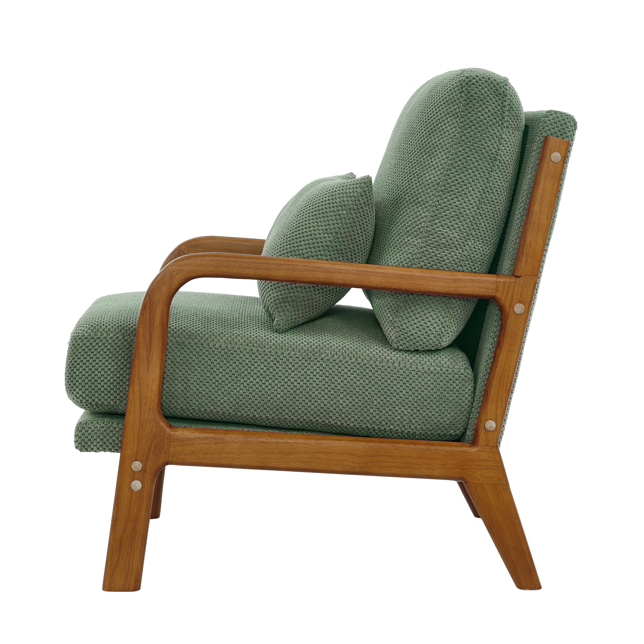 Noble House Mid-Century Modern Lounge Chair, Upholstered Accent Armchair with Solid Wood Frame, Dark Green