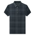 thumbnail image 4 of XDZJLR Men Polo Shirts Striped Plaid Lapel Button Open Neck Pocket Casual Loose Comfortable Trendy Sports Business Short Sleeved Shirt Blouse Green Xxl, 4 of 9