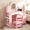 Pink, variant on INFANS Kids Vanity with Lights, Princess Makeup Desk with Mirror, Jewelry Hanger, Fabric Drawers, Toddler Table and Chair Set Pretend Play for Girls Aged 4-9