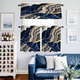 thumbnail image 2 of Blue Marble Kitchen Curtains Sets for Windows 36 Inch Length, Grey Gold Texture Vintage Farmhouse Art Rod Pocket Window Treatments Tier Curtains and Valances Set for Bedroom/Bathroom, 2 of 8