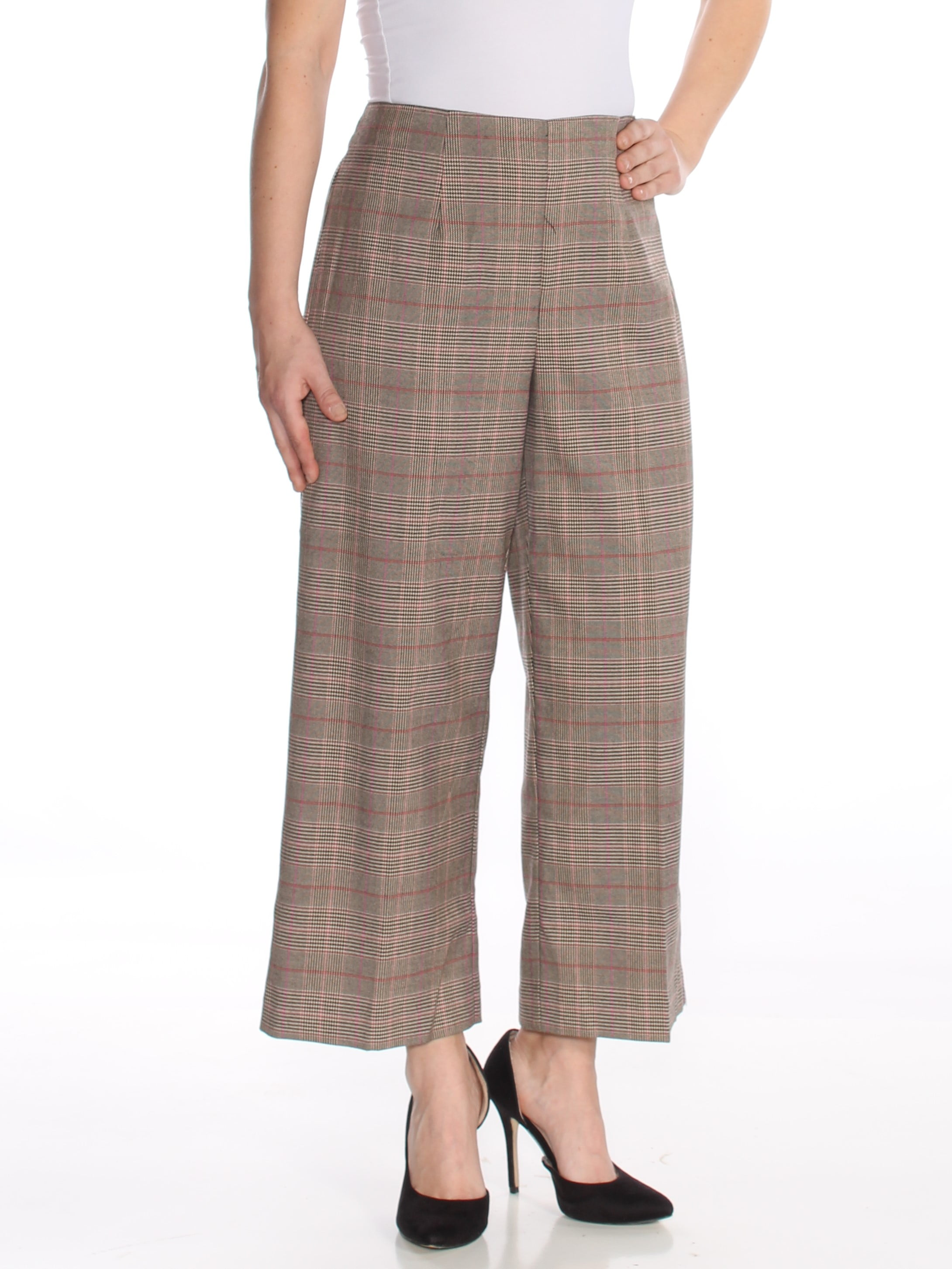 plus size plaid wide leg pants