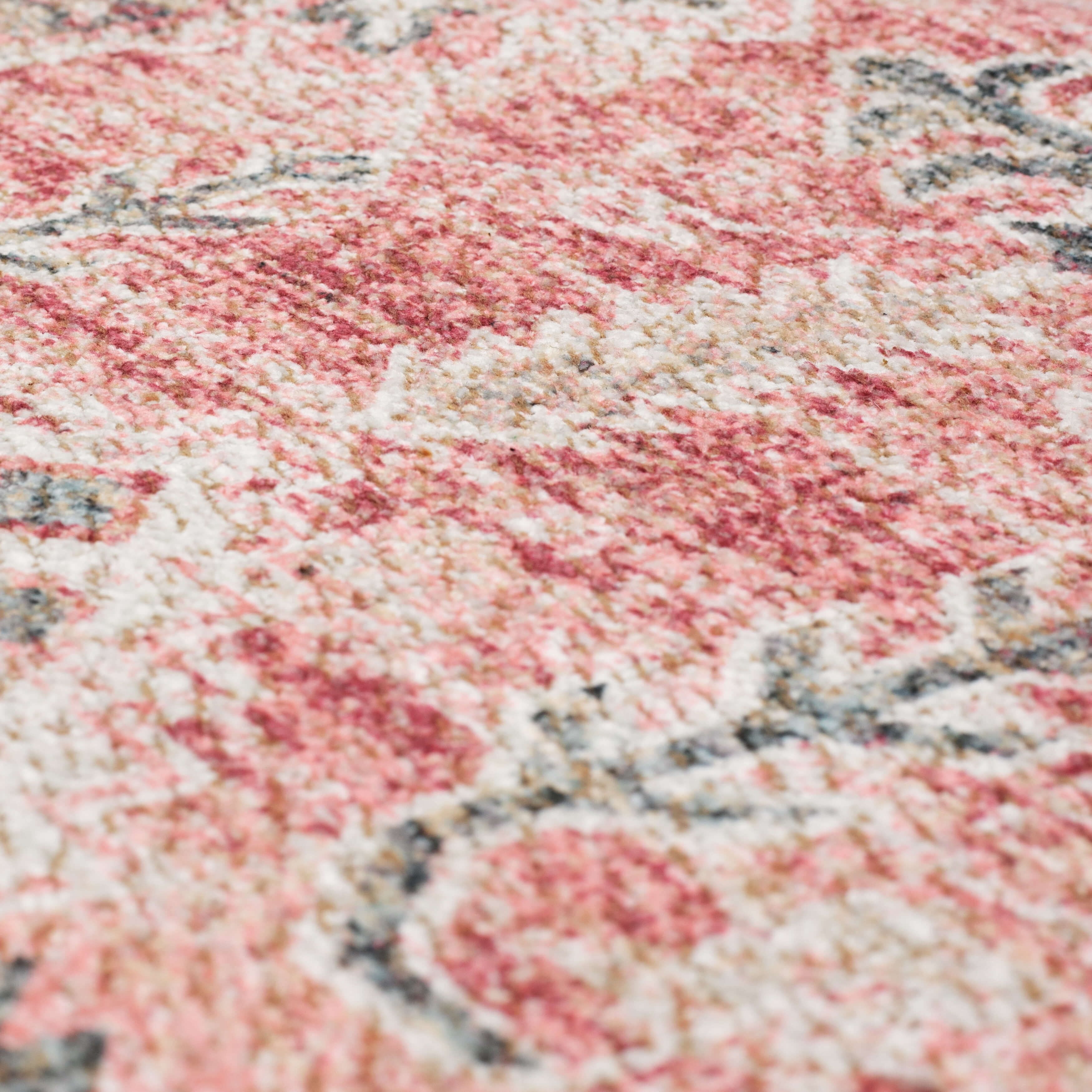 Mainstays Zula Indoor Runner Rug, Pink, 2 ft 6 in x 7 ft, Low Pile, Stain- and Fade-Resistant Polyester